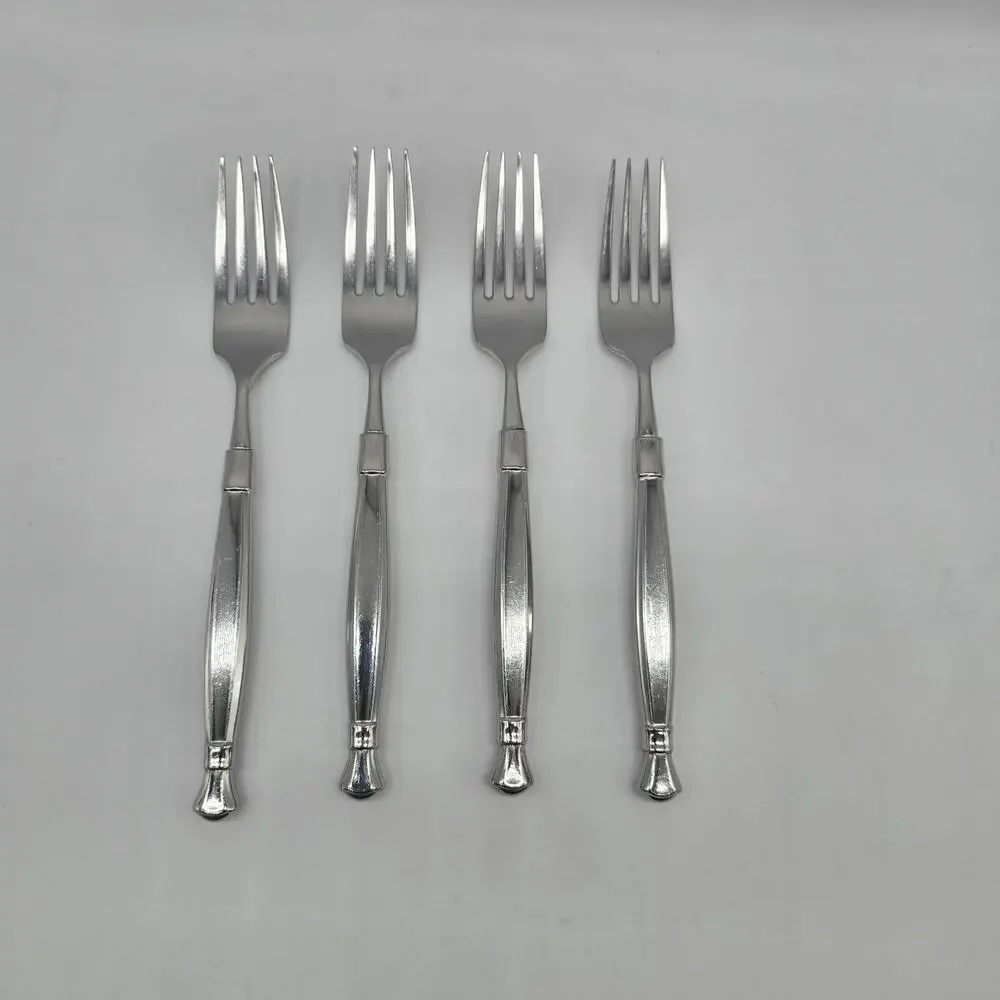 Oneida Act 1 Glossy Stainless Heirloom Cube Flatware set of 4 Dinner Forks